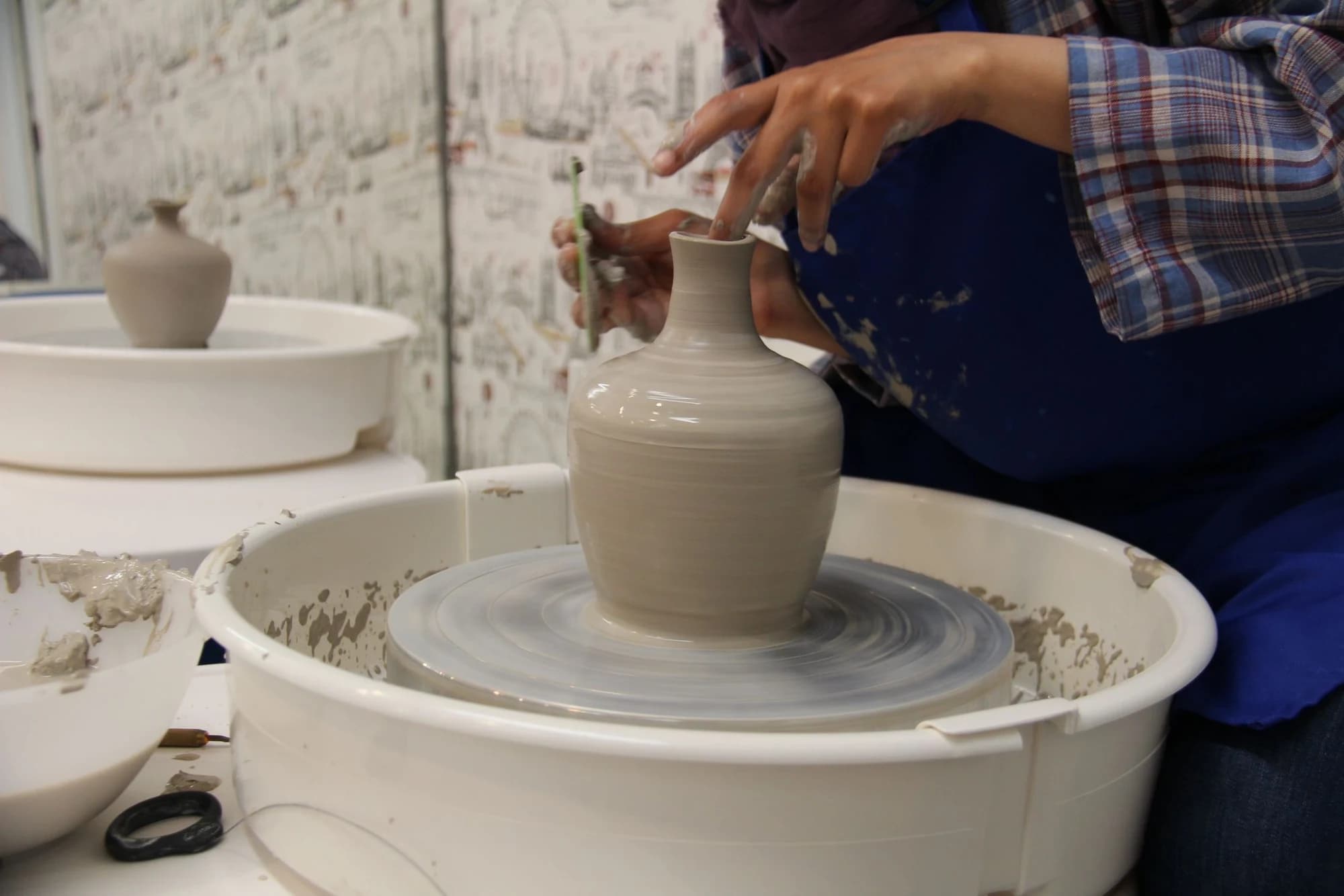 A pottery wheel workshop filmed for an Instagram Reel