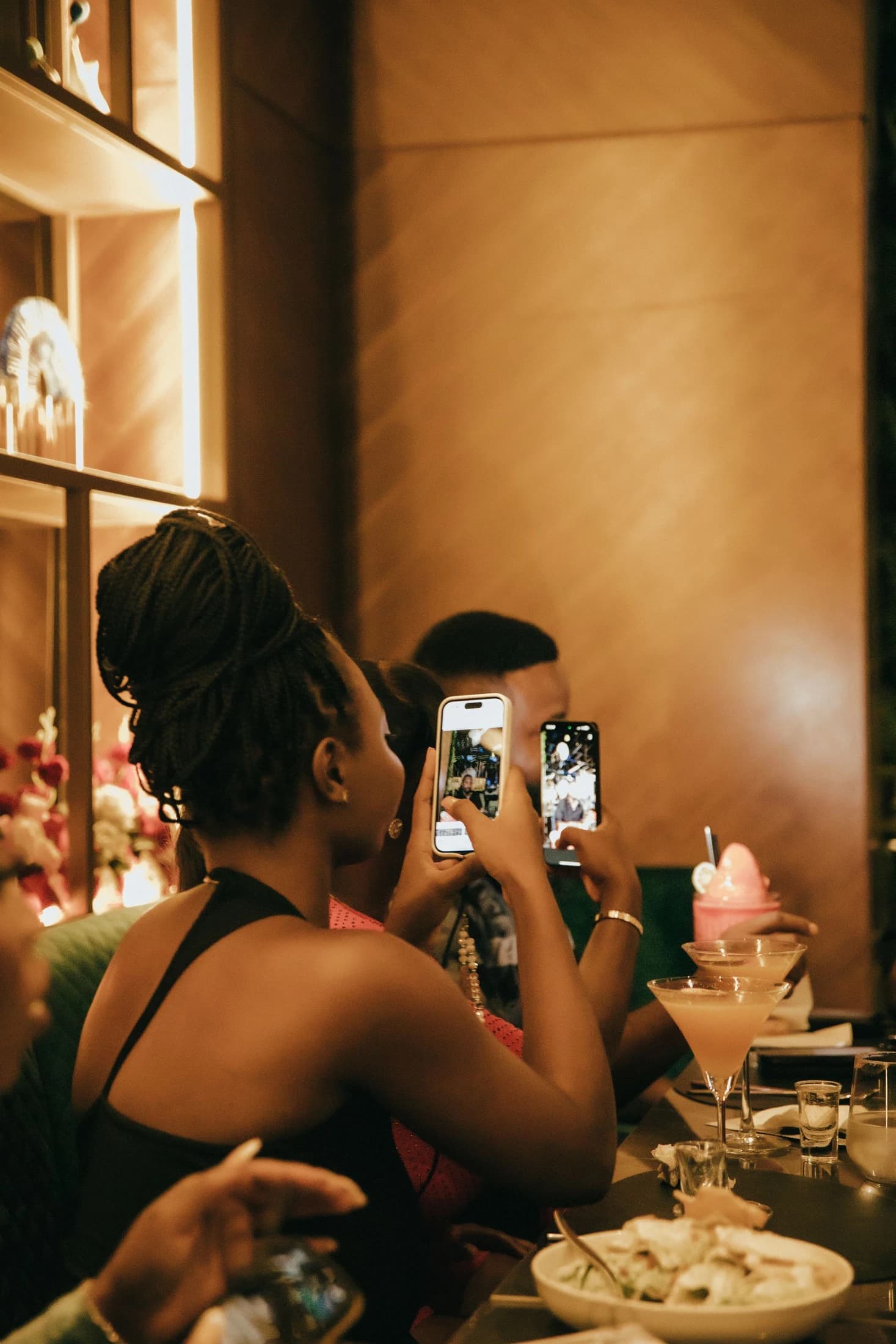 A restaurant dinner filmed for an Instagram Reel